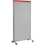 Interion® Mobile Deluxe Office Partition Panel, 36-1/4"W x 100-1/2"H, Gray