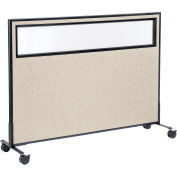 Interion® Mobile Office Partition Panel with Partial Window, 60-1/4"W x 45"H, Tan