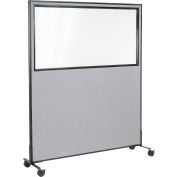 Interion® Mobile Office Partition Panel with Partial Window, 60-1/4"W x 99"H, Gray