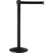 Global Industrial Retractable Belt Barrier, 39" Black Post, 7-1/2' Black Belt - Pkg Qty 2