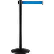 Global Industrial Retractable Belt Barrier, 39" Black Post, 7-1/2' Blue Belt - Pkg Qty 2