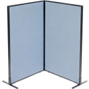Interion® Freestanding 2-Panel Corner Room Divider, 36-1/4"W x 60"H Panels, Bleu