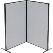 Interion® Freestanding 2-Panel Corner Room Divider, 36-1/4"W x 60"H Panels, Gray