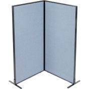 Interion® Freestanding 2-Panel Corner Room Divider, 36-1/4"W x 72"H Panels, Blue