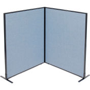 Interion® Freestanding 2-Panel Corner Room Divider, 48-1/4"W x 60"H Panels, Blue
