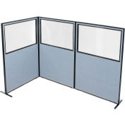 Interion® Freestanding 3-Panel Corner Room Divider w/Partial Window 48-1/4"W x 72"H Panels Blue
