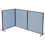 Interion® Freestanding 3-Panel Corner Room Divider, 36-1/4"W x 42"H Panels, Bleu