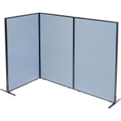 Interion® Freestanding 3-Panel Corner Room Divider, 36-1/4"W x 60"H Panels, Blue