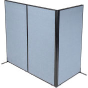 Interion® Freestanding 3-Panel Corner Room Divider, 36-1/4"W x 72"H Panels, Bleu