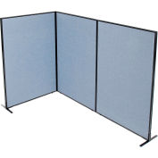 Interion® Freestanding 3-Panel Corner Room Divider, 48-1/4"W x 72"H Panels, Blue