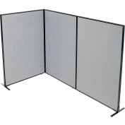 Interion® Freestanding 3-Panel Corner Room Divider, 48-1/4"W x 72"H Panels, Gray