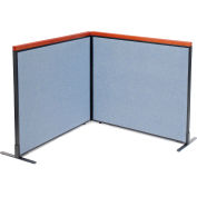 Interion® Deluxe Freestanding 2-Panel Corner Room Divider, 48-1/4"W x 43-1/2"H Panels, Bleu