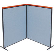 Interion® Deluxe Freestanding 2-Panel Corner Room Divider, 48-1/4"W x 61-1/2"H Panels, Blue