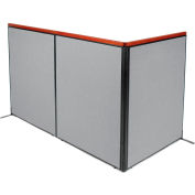 Interion® Deluxe Freestanding 3-Panel Corner Room Divider, 48-1/4"W x 61-1/2"H Panels, Gray