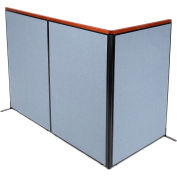 Interion® Deluxe Freestanding 3-Panel Corner Room Divider, 48-1/4"W x 73-1/2"H Panels, Bleu