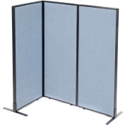 Interion® Freestanding 3-Panel Corner Room Divider, 24-1/4"W x 60"H Panels, Bleu