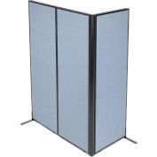 Interion® Freestanding 3-Panel Corner Room Divider, 24-1/4"W x 72"H Panels, Bleu