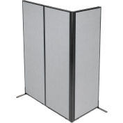Interion® Freestanding 3-Panel Corner Room Divider, 24-1/4"W x 72"H Panels, Gray