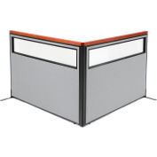 Interion® Deluxe Freestanding 2-Panel Corner Divider w/Partial Window 60-1/4"W x 43-1/2"H Gray