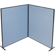 Interion® Freestanding 2-Panel Corner Room Divider, 60-1/4"W x 72"H Panels, Bleu