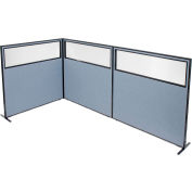 Interion® Freestanding 3-Panel Corner Room Divider w/Partial Window 60-1/4"W x 60"H Panels Blue