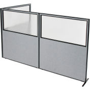 Interion® Freestanding 3-Panel Corner Room Divider w/Partial Window 60-1/4"W x 72"H Panels Gray