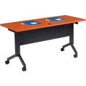 Interion® Table d’entraînement Flip-Top, 60"L x 24"W, Cherry