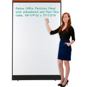 Interion® Deluxe Office Partition Panel w/Whiteboard and Pass-Thru Cable 48-1/4"W x 77-1/2"H