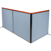 Interion® Deluxe Freestanding 3-Panel Corner Room Divider, 60-1/4"W x 61-1/2"H, Bleu