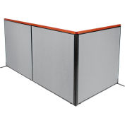 Interion® Deluxe Freestanding 3-Panel Corner Room Divider, 60-1/4"W x 61-1/2"H, Gray