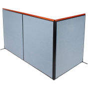 Interion® Deluxe Freestanding 3-Panel Corner Room Divider, 60-1/4"W x 73-1/2"H, Bleu