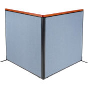 Interion® Deluxe Freestanding 2-Panel Corner Room Divider, 60-1/4"W x 61-1/2"H, Bleu