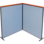 Interion® Deluxe Freestanding 2-Panel Corner Room Divider, 60-1/4"W x 73-1/2"H, Blue