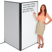 Interion® Freestanding 2-Panel Corner Room Divider with Whiteboard, 36-1/4"W x 72"H, Gray