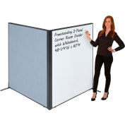 Interion® Freestanding 2-Panel Corner Room Divider with Whiteboard, 48-1/4"W x 60"H, Blue