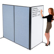 Interion® Freestanding 3-Panel Corner Room Divider with Whiteboard, 36-1/4"W x 72"H, Blue