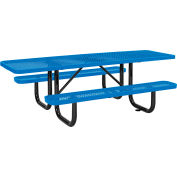 Table de™ pique-nique Industrielle Mondiale 8', Conforme ADA, Métal Expansé, Bleu