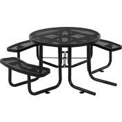Global Industrial 46" Wheelchair Accessible Round Outdoor Steel Picnic Table, Black