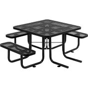 Global Industrial 46" Wheelchair Accessible Square Outdoor Steel Picnic Table, Black