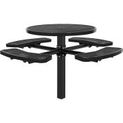 Table de™ pique-nique ronde Industrielle Mondiale de 46 pouces, en support au sol, métal déployé, noir
