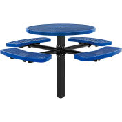 Global Industrial 46" Round In-Ground Mount Outdoor Steel Picnic Table, Expanded Metal, Blue