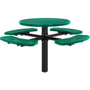 ™ Table de pique-nique ronde industrielle mondiale de 46 pouces, en montage au sol, métal déployé, vert