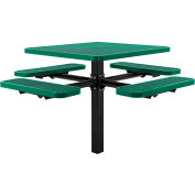 Global Industrial 46" Square In-Ground Mount Outdoor Steel Picnic Table, Expanded Metal, Green