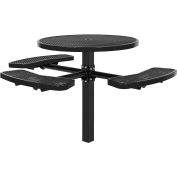 Global Industrial 46" ADA Round In-Ground Mount Outdoor Steel Picnic Table BLK