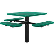 Global Industrial 46" ADA Square In-Ground Mount Outdoor Steel Picnic Table, Green