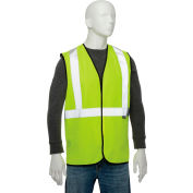 Gilet de sécurité Hi-Vis classe industrielle globale 2 2" bandes rétro-réfléchissantes, solide, chaux, taille 2XL/3XL