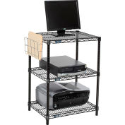 Support d’imprimante de plateau Nexel™ 3-étagère fil noir avec porte-Document, 24" W x 18 H « D x 34"