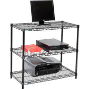 Nexel™ 3 tablettes fil noir tablette imprimante Stand, W 36" x 18 « P x 34" H