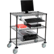 Nexel™ 3 tablettes mobiles poste de travail informatique LAN de fil bac w/clavier, W 36" x 18 « P x 40 » H, noir