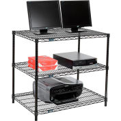 Nexel™ 3-étagère fil LAN poste informatique, 36" W x 24 H « D x 34 », noir